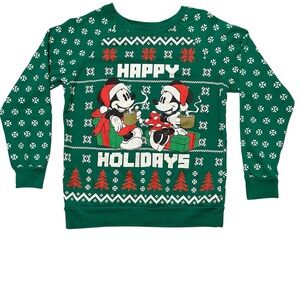 Disney Mickey & Minnie Happy Holidays Christmas Sweatshirt Juniors Small (3-5)